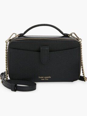 kate spade Hudson Black Pebbled Leather Top-Handle Crossbody